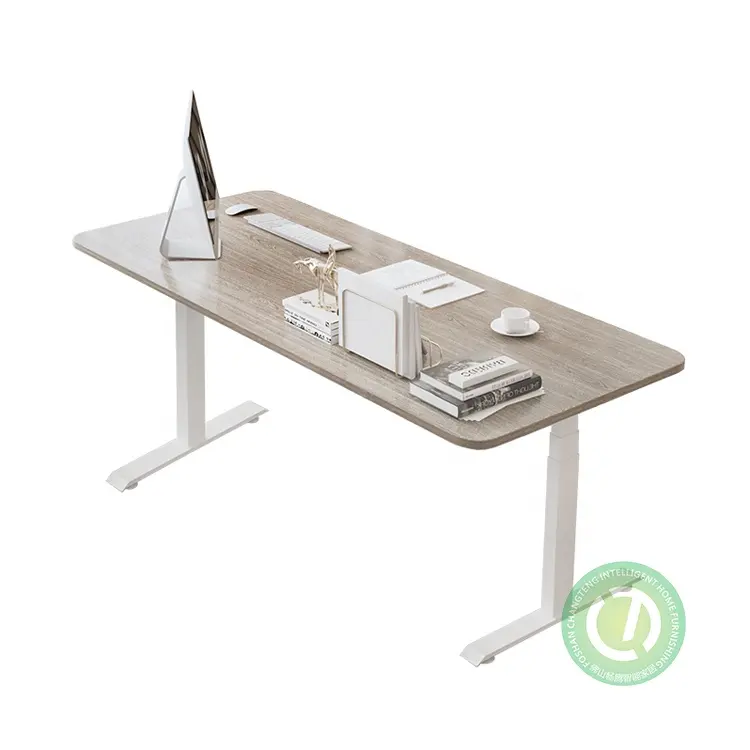 שולחן משרדי לבן ריהוט חשמלי עומד משחקים שולחנות מחשב מתכווננים גובה מנהלים שולחן מחשב בצורת L שולחנות מודרניים