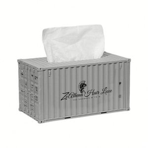 Caja de pañuelos de escritorio de plástico con logotipo personalizado, modelo de contenedor de envío en miniatura, regalo promocional de lujo para empresas de transporte exprés - Product Image 1