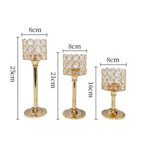 <b>Wedding</b> Decorative Golden <b>Candle</b> Holder With Crystal Cup for <b>Wedding</b> Tabletop Centerpieces - Product Image 2