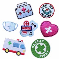 Fer sur échomètre de Style rose brodé infirmière Capsule coeur patchs pour médecin infirmière vêtements sac décoration