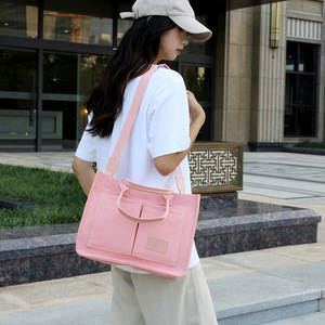 แฟชั่นใหม่กระเป๋าสตรีกระเป๋าผ้าใบย้อนยุคกระเป๋าสะพายไหล่เดียวกระเป๋าโท้ทออลอินวันกระเป๋าถือลำลองน้ำหนักเบาป้องกันรอยขีดข่วน - Product Image 3