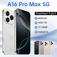 A16 Pro Max 5G Version Globale Direct Usine Écran HD 7,3 pouces Batterie 8000 mAh Appareil Photo 108 MP Deca Core Android 14 Français