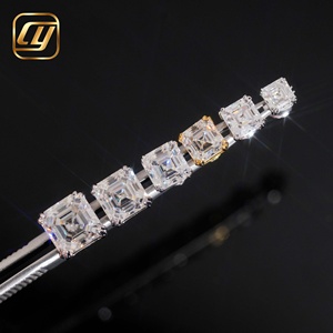 Boucles d'oreilles clous en argent sterling 925 avec moissanite taille Asscher VVS, serties de diamants plaqués, bijoux fins hip-hop pour hommes et femmes, vente en gros - Product Image 3