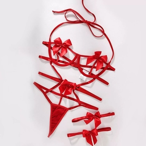 Valentine ngày đồ lót Nhà cung cấp Nighty Sexy 3 mảnh ren phụ nữ đồ lót thiết lập kỳ lạ Skinny đồ lót thongs - Product Image 5