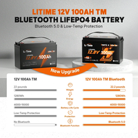 Batterie marine LiFePO4 LiTime 12V 100Ah Groupe 31 à décharge profonde avec Bluetooth 5.0 et BMS 100A pour moteur de pêche à la traîne, camping-car et applications hors réseau