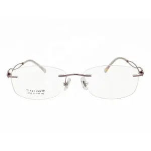 Commerci all'ingrosso di design ultraleggero in titanio con montatura per occhiali da vista sottile senza montatura rettangolare in diamante acrilico per donna
