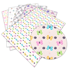 Wholesale Waterproof Spring Butterfly Cartoon Pattern Semi PU Customizable Faux Leather Roll for Bags & Sofas Craft Materials