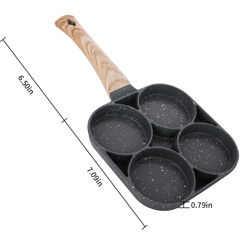Poêle à hamburger aux œufs poêle à œufs à 4 trous revêtement antiadhésif poêle à omelette pierre médicale compatible avec les cuisinières à gaz table de cuisson à induction