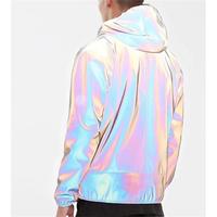 Veste coupe-vent unisexe à capuche réfléchissante arc-en-ciel, fermeture éclair intégrale, polaire, dernière tendance 2024 pour hommes