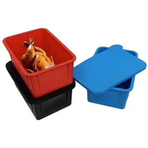 Caja de almacenamiento de alimentos segura para lavavajillas a prueba de fugas, contenedor de adobo de carne de silicona con tapa