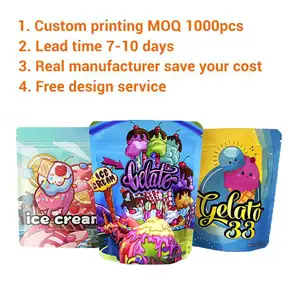Candy Tobacco Cookie 3.5g Plastic Mylar Bag Heat Seal Smell Proof Bags Glossy Stand Up Bags Ziplock Custom Printed