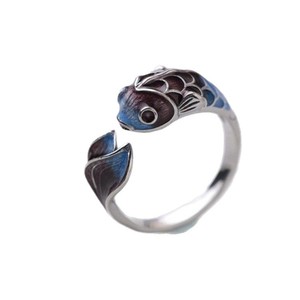Koi Enamel <b>Ring</b> <b>Adjustable</b> Animal Zodiac Jewelry Unisex Gift - Product Image 5
