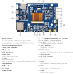 Aismartlink für Waves hare ESP32-S3 7-Zoll-Display-Entwicklungsplatine, 800*480, 32-Bit-LX7-Dual-Core-Prozessor - Product Image 4