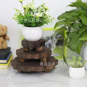 Cross-border wooden flower <b>pot</b> <b>stand</b>, home entryway succulent ornament shelf, small potted plant wooden simple display rack - Product Image 2