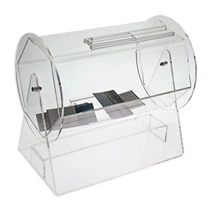 Distributeur de billets de tombola rotatif en acrylique transparent moderne avec serrure et logo personnalisé - Product Image 5