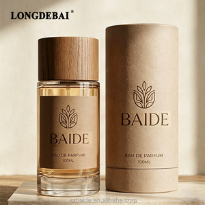 Flacon de parfum cylindrique transparent écologique personnalisable 30 ml 50 ml 100 ml avec couvercle en bois - Product Image 2