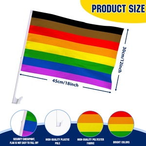 Bandera de coche Philadelphia Pride de 12x18 pulgadas (30x45 cm) con 8 franjas, bandera arcoíris Philly POC para auto con clip de plástico, para desfiles LGBTQ. - Product Image 2