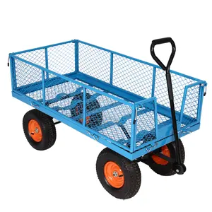 Garden trolley heavy steel cart with removable mesh sides 4 wheels wire-mesh trolley TC1840