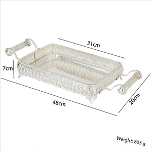 Vassoio Decorativo in Argento Stile Mediorientale - per Salotto, Tavolino da Caffè, Tè del Pomeriggio, Dessert, Caramelle e Torte - Product Image 2