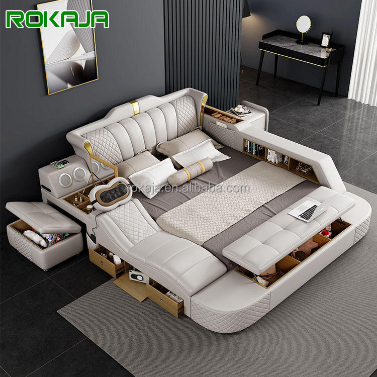 Smart Bed Frame Bed With Massage Chair Attached Bed With Speaker