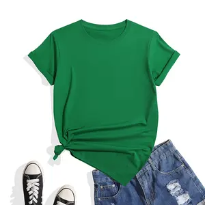 カスタムTシャツ売れ筋ヨーロッパとアメリカアマゾン夏ブランクTシャツカスタムロゴラベルプリントファッションネックレディースTシャツ