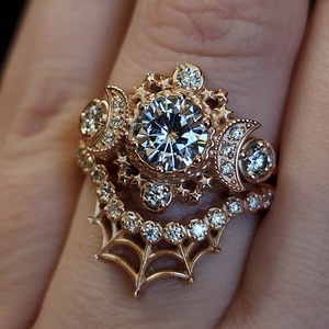 Anillo de compromiso de moda europeo-americana transfronterizo con diseño de Diosa Lunar, estrella, luna y telaraña, anillo para mujer, anillos de boda KC Venus - Product Image 4