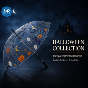 ร่มทรงโดมใสลายปราสาทผีฟักทองสำหรับฮาโลวีน ร่มกันฝนกึ่งอัตโนมัติสำหรับคอสเพลย์ฮาโลวีน - Product Image 4