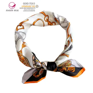 Scarf 12M/M Silk Satin Pure 52cm*52cm Screen Printing 100% Silk Scarf Custom Printing For Women Silk