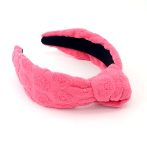 DREAM FASHION Pink <strong>Flower</strong> Bowknot Hairbands Custom Baby Soft Towel Flannel Elastic Casual Hand Made <strong>Headband</strong> - Product Image 5