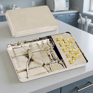 Dental Rubber Dam Kit Stainless Steel Clips <b>Punch</b> Instrument <b>Set</b> with Metal Case Manual Surgical Tools Class I - Product Image 4