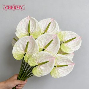Planta verde Artificial de Anthurium, Flores decorativas, venta al por mayor - Product Image 3