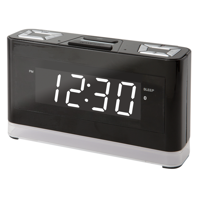 Dual Alarm Clock1.2" White LED USB Charging Support FM Digital Tuning Radio With Bluetooth Receiver