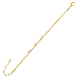 Ensemble collier et bracelet tendance en chaîne serpent plaqué or, <span class=keywords><strong>mini</strong></span> papillon brillant, délicatesse pour femme - Product Image 3