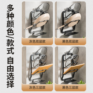 ชั้นวางฝาหม้อติดผนังพร้อมที่วางเขียงความจุขนาดใหญ่หลายชั้นชั้นวางของในครัวดีไซน์เรียบง่ายสำหรับบ้าน - Product Image 4