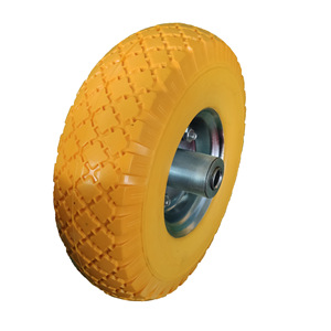 Roue en polyuréthane massif 3.00-4, mousse PU, bande de roulement ferme pour chariots de transport et chariots à main, installation par tige filetée - Product Image 1