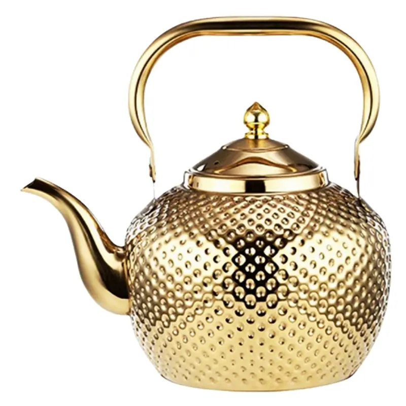 Arabian Style Stainless Steel Hammered Titanium Tea Kettle 1.2/1.5/2.0L Water Kettle Arabic Tea Pot