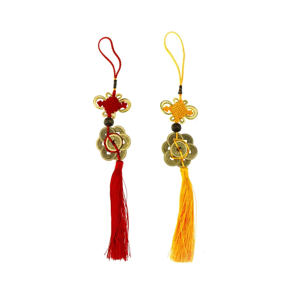 Wealth Success 6 Copper Coins Key Chain Rope China Knot Red Rope Feng Shui Lucky Gift Lucky Charm Home Car Decoration