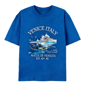 Camiseta con gráfico del paisaje de Venecia, Italia, con diseño de góndola, recuerdo de viaje vintage, camiseta Magia Di <span class=keywords><strong>Venezia</strong></span>. Camiseta Oversize de Algodón de Manga Corta Estilo Urbano Casual - Product Image 4
