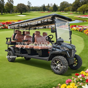 Carrito de golf eléctrico negro de 8 plazas, elevado, todoterreno, para turismo panorámico en grandes áreas. - Product Image 1