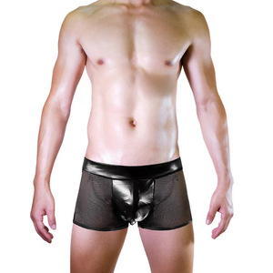 Men Sexy <b>Underwear</b> Faux Leather Thong Low Waist <b>See</b> <b>Through</b> Hollow Out Passionate Design - Product Image 5