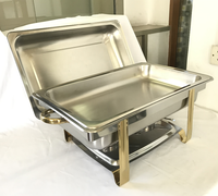 Chauffe-plats de buffet en acier inoxydable économique de haute qualité, équipement de restauration doré, fournitures pour hôtels et restaurants, durable