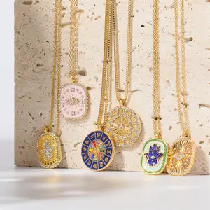 สร้อยไพ่ทาโรต์เซอร์โคเนียมคู่2024พร้อมกลุ่มดาวปีศาจจี้รูปไข่โซ่สแตนเลสสำหรับเป็นของขวัญ - Product Image 1