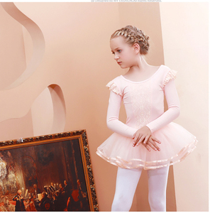 Body da Balletto per Ragazze a Maniche Lunghe, Abito da <span class=keywords><strong>Danza</strong></span> con Gonna, Completo per Bambine/Ragazze Piccole/Grandi, in Pizzo e Spandex - Product Image 4