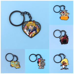 High Quality 6 Styles Anime <b>Personalised</b> Engraved Metal Keyrings Cartoon Metal Enamel Keychain Pendant for Backpack Key Chains - Product Image 2