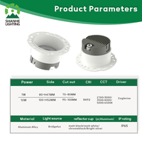 Plafonnier encastré en gypse 7W 10W 15W LED anti-éblouissement à angle réglable en aluminium