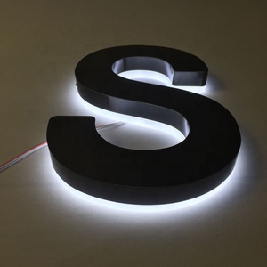 Letrero Luminoso Hola de Acero Inoxidable Negro de Alta Calidad, Resistente al Agua, con Retroiluminación LED para Tienda - Product Image 1