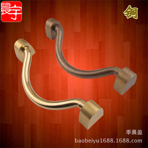 Chengyu Chinese Style Drawer Handles Brass Antique <b>Bow</b> Shape Small <b>Large</b> Size Durable Furniture Handle - Product Image 2