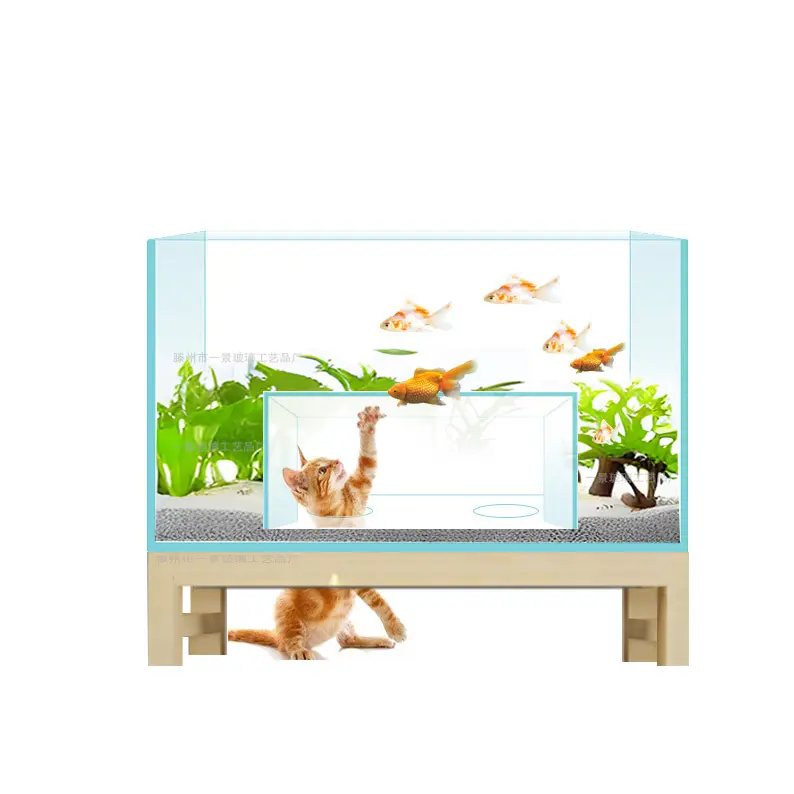 猫の家とコンドミニアムおもちゃの魚水族館タンク猫が小動物を見て遊ぶための内部スペースを備えた創造的な面白い水族館