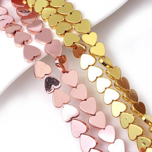 ゴールド ストーン ビーズ メッキ ヘマタイト スクエア＆ハート ビーズ 縦穴 ルースストーン ブレスレット DIY ジュエリー製作向け - Product Image 4