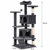 Arbre à chat double extra haut avec échelle et griffoir en sisal, directement de l'usine